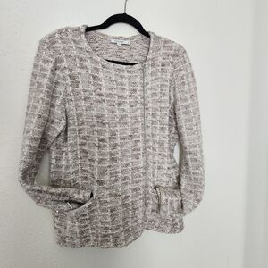 Chico's, Chic Tweed Jacket in Cream and Brown, XL, 3 US